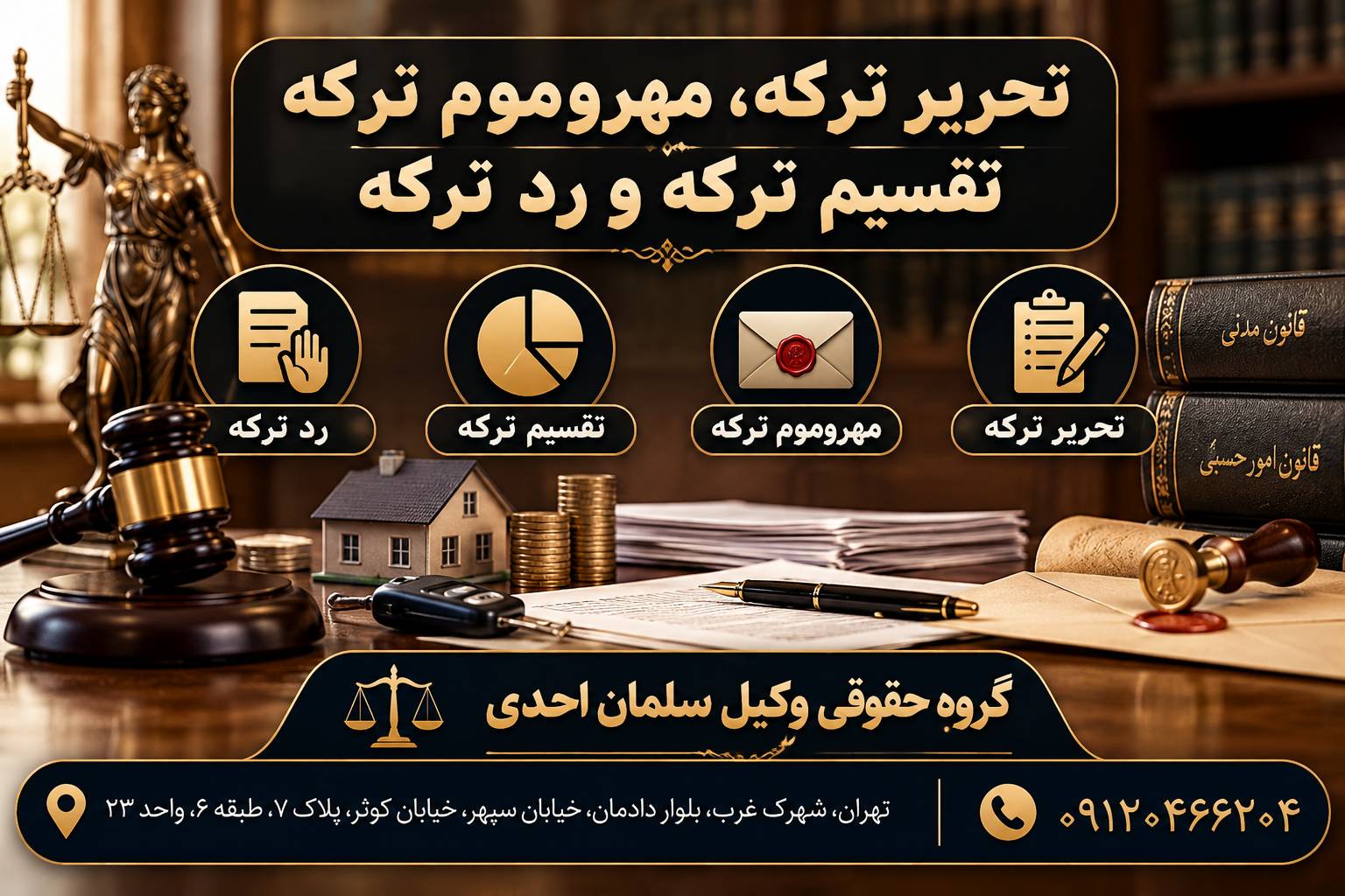 تحریر ترکه، مهر و موم ترکه، تقسیم ترکه و رد ترکه